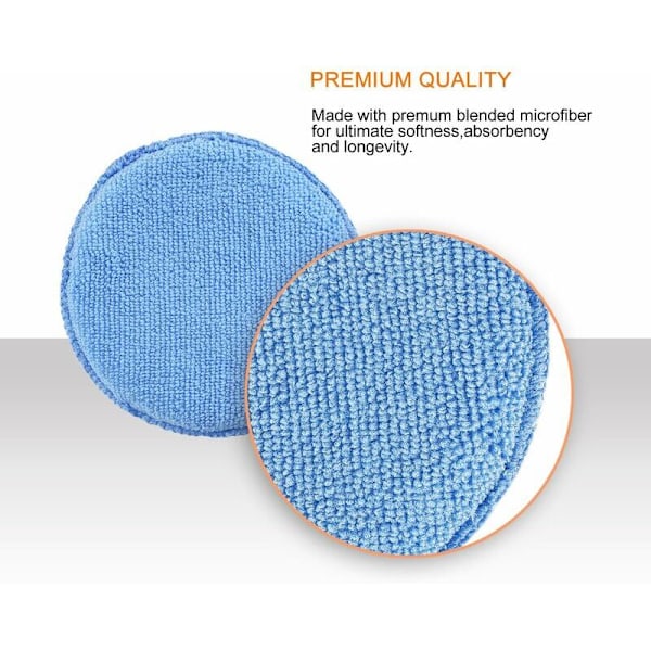 Poleringssvamp, 10 stk. svampe voksapplikator i 5-tommer mikrofiber, voksapplikationspude til voks, poleringsprodukter, malingsrens, malingsrens