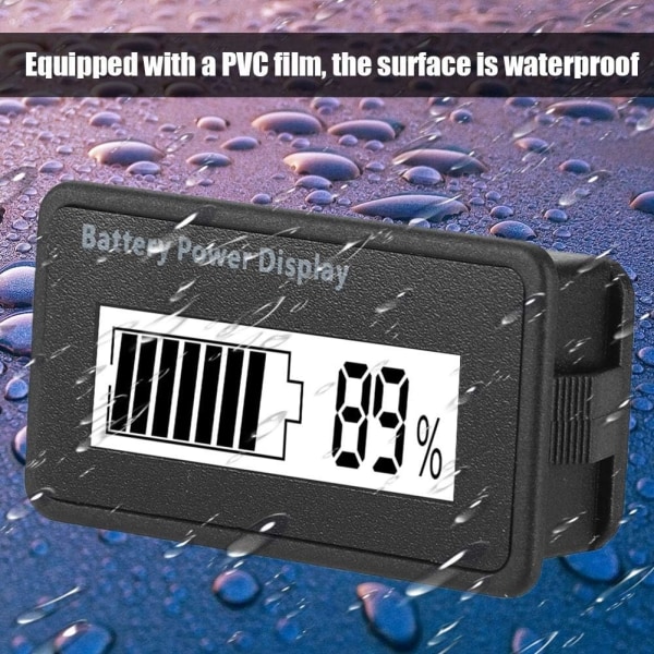 Digital batteritestare, 12-48V LCD universell batterikapacitetsmätare digital batterindikator vattentät ström batterivoltm