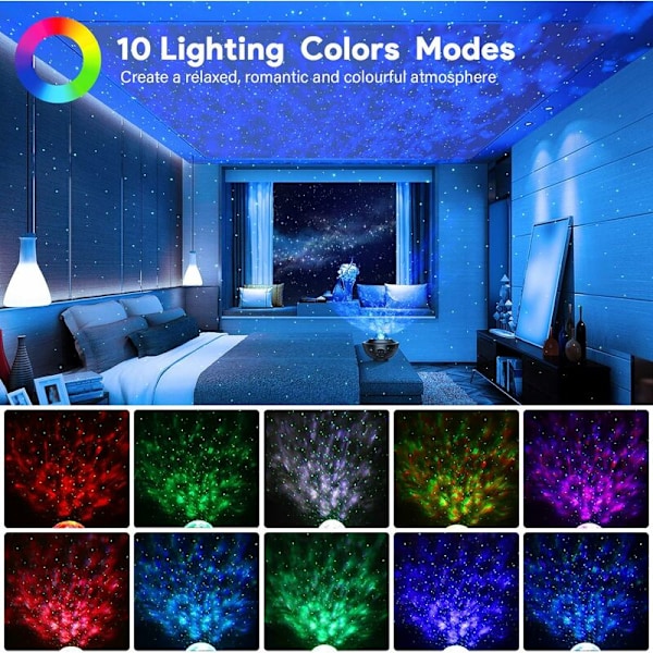 Stjernehimmelprojektor, Planetarium LED-projektor roterende nattlys for barn, Ocean Starry Projector Lamp Justerbar lysstyrke Bluetooth/Fjernkontroll Co