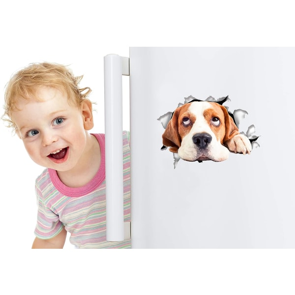 3D Cat Stickers - 2 Pack - Hopeful Beagle Decals for Wall - Stick