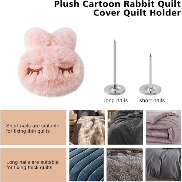 Dynetrekk Klips Set Kanin Form Ark Fester Quilt Cover Holder Quilt Klips Soverom Sengetøy Quilt Feste Brakett (Rosa - 8 Stykker)