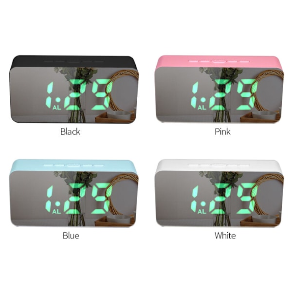 Digital RVB LED väckarklocka färgad med skrivbordstermometer driven av USB/batteri och justerbar ljusstyrka, 3 alarm, snooze-funktion, USB-laddningsfunktion
