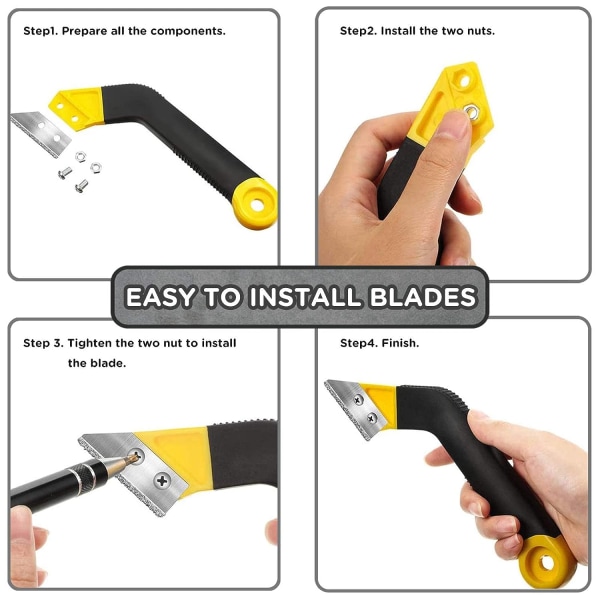 Pro Grout Scraping Rake Tool, Tile Grout Hand Saw Angled Grout Clean Remover with 6 Pcs Blades Replacement for Tile Cleaning