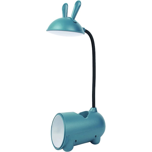 Söt tecknad barns skrivbordslampa USB uppladdningsbar 360 grader flexibel svanhals läslampa touch LED kanin skrivbordslampa med smink spegel, cell