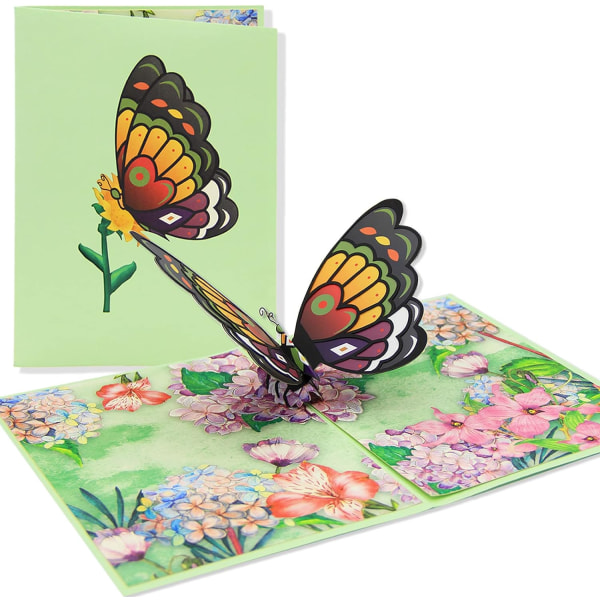 3D Pop Up -kortti, ainutlaatuinen käsintehty perhonen 3D Pop Up -onnittelukortti, tyhjä kortti, syntymäpäivä, vuosipäiväkortti, sopii perheelle (perhonen)