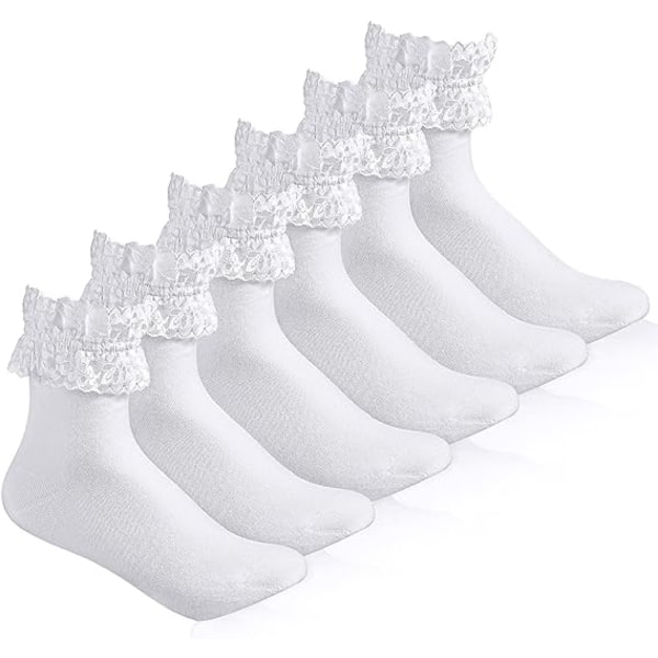 3 Pairs Ankle Sock Ruffles Lace Sock