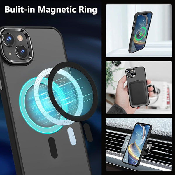 Magnetiskt skal för iPhone 14/iPhone 13 skyddande fodral kompatibelt med , genomskinligt matt anti-gult ultratunt skal för iPhone 14/iPhone 13 6.1''