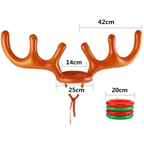 Joulupukki-poronheittopeli, 2 kpl puhallettavaa poronsarven hattupeliä 8 renkaalla, perhejuhlaleikit lapsille ja aikuisille