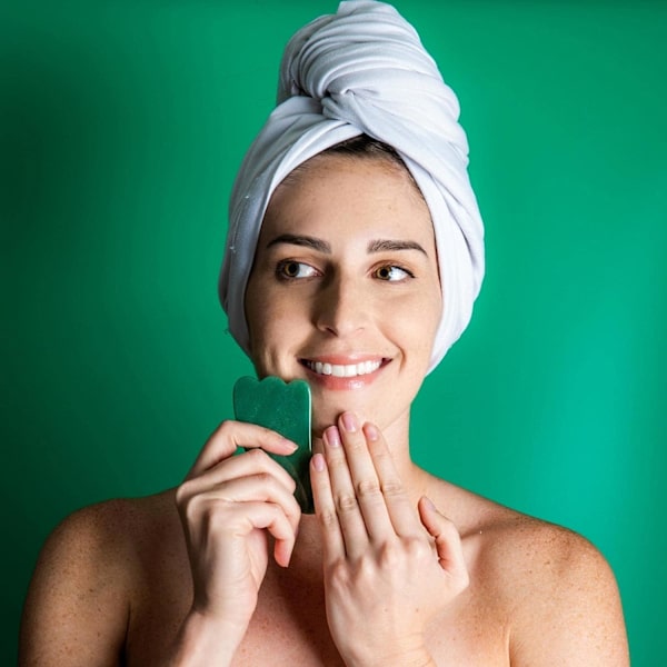 4 i 1 Set Jade Ansiktsmassage och Gua Sha Rollers, Grön Jade Roller med Ögonmassagerare, Jade Sten Ansikte Gua Sha, F Massager