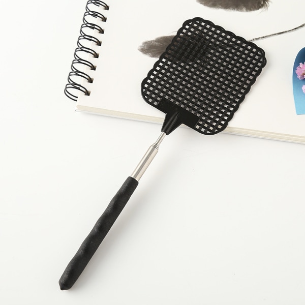 (Musta) Retractable Fly Swatter, Kestävä ja Vankka Retractable Fly Swatter Teleskooppikahva, Kevyt Manuaalinen Tuholaistorjunta