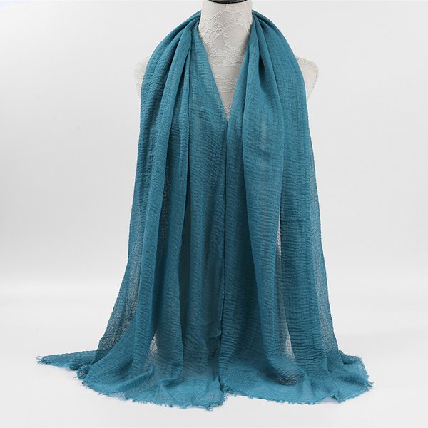 Ny plisserad damhalsduk sjal, enfärgad bomullsscarf 3-delad scarf set, lämplig för alla årstider.