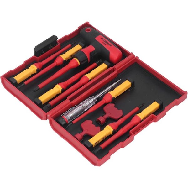 Isolert Skrutrekker, Kraftig Gummigrep Kryssspor, Praktisk 12 stk T-Type Isolert Skrutrekkersett for Vedlikehold