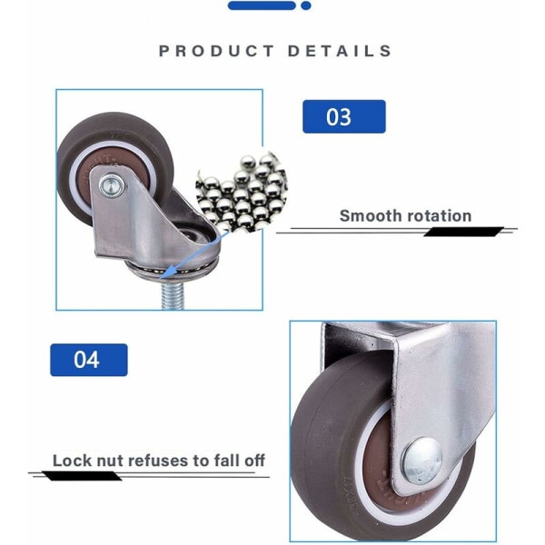 TPE Silent Flat Caster Universal Wheel (4 stk 1 tommers universalskrue (M6*15))