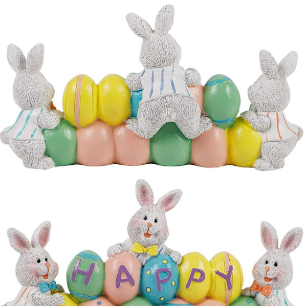 Trädgårdstomte prydnadsharts påskhare festprydnad lämplig för utomhusträdgårdsdekoration (HAPPY Bunny)