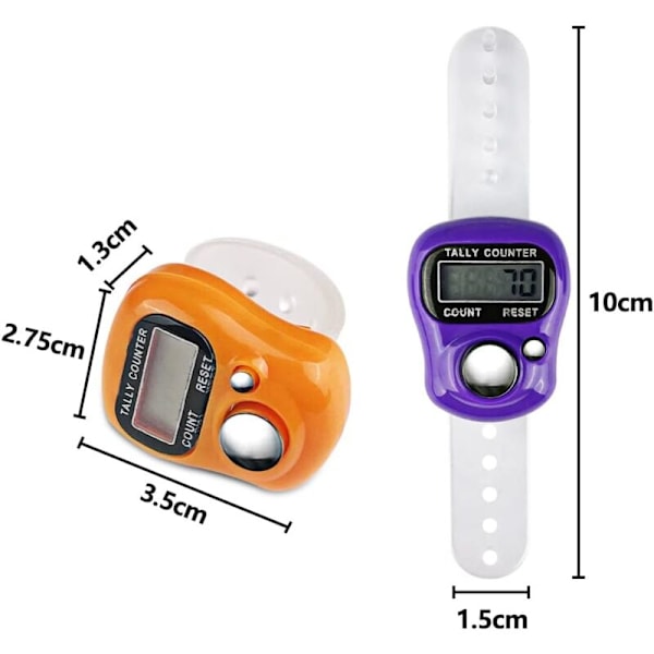 5-pack finger räknare, finger meter klickare mini handräknare, 5-siffrig LCD-display för inventering, sport, marknadsföring, golf (slumpmässig färg)