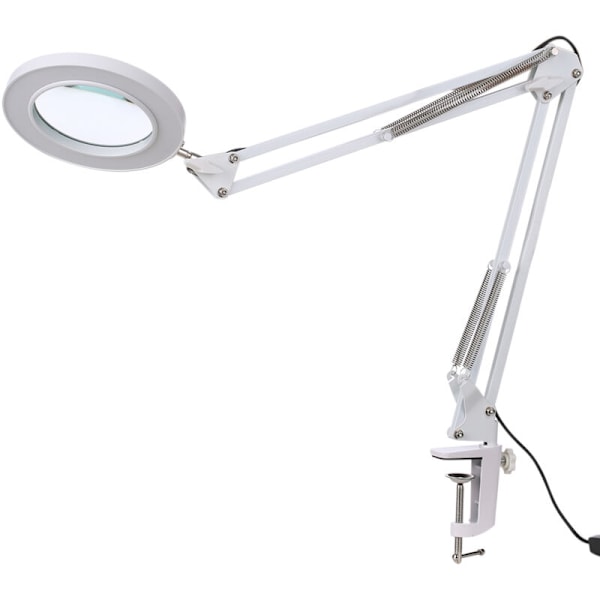 Suurennuslasi LED-pihdeillä, suurennus 8x, 10 säädettävää kirkkaustasoa, säädettävä voimakkuus, 3 vaihdettavaa väriä, USB:llä toimiva pöytävalaisin,