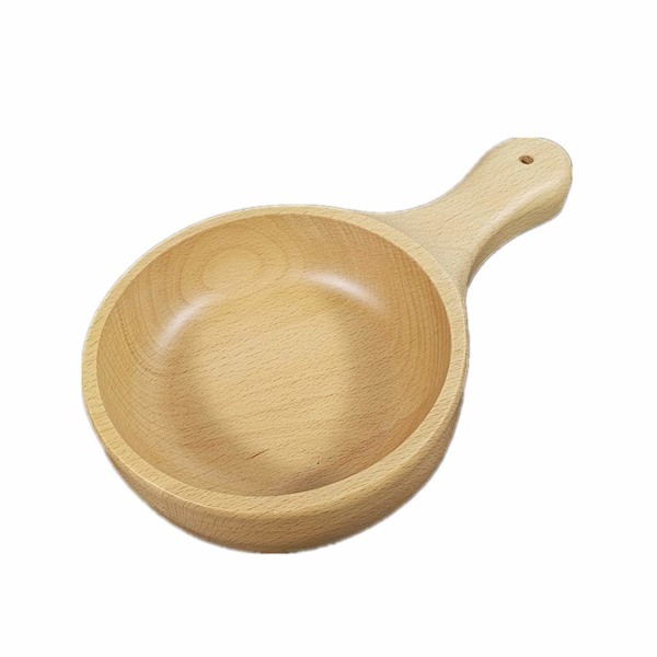 Träslev Träsked med Handtag Fruktskål Vattenskopa Träsked Köksked Rissked Massivt Träsked (Storlek: 16cm)