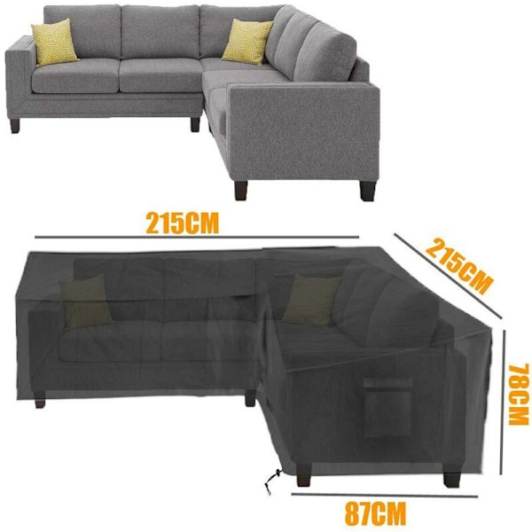 Överdrag för trädgårdsmöbler, 210 × 215 × 87cm möbelskydd i form av vattentätt solskydd Vänster möbelgård lång-höger