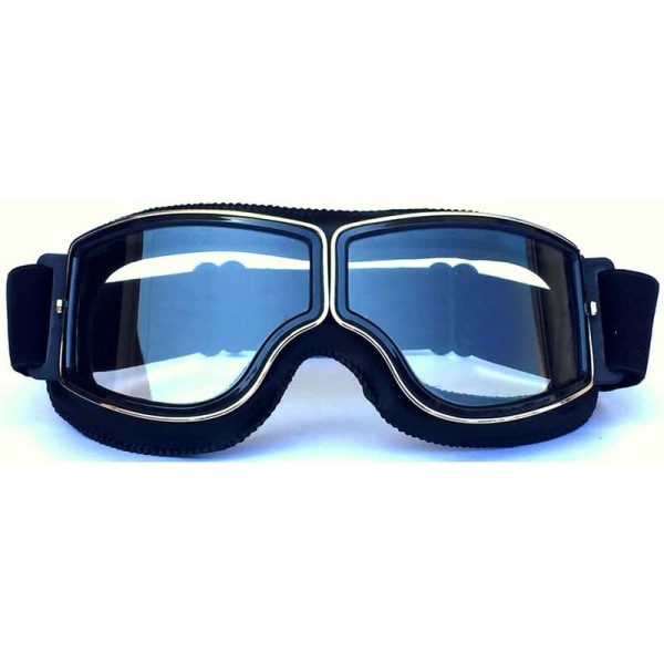 Motorcykel og Jet Goggles Briller Motorcykel Briller 18x8cm (Sort Ramme + Klart Objektiv)