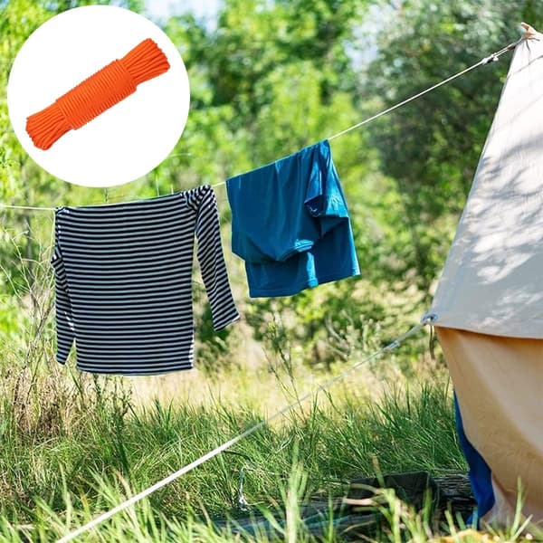 Polypropenrep, flätat polypropenrep, rep, klädstreck, orange rep, 10m, bärbara rep för campingtält, torkning av kläder, handvävning