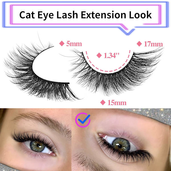 Falska ögonfransar Mink Lashes Naturliga Wispy Cat Eye Lashes Fluffy Pack 3D Strip Korta Volym Falska Ögonfransar 10 Par Fox Eye Bulk