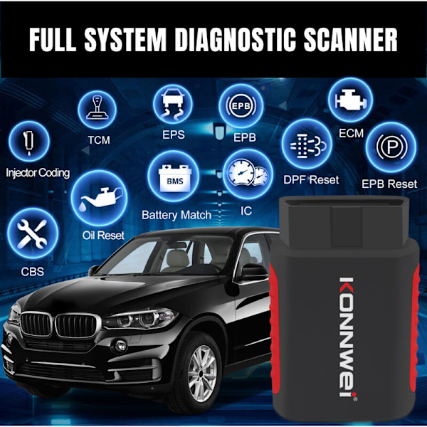KONNWEI KDIAG Bildiagnoseinstrument Fuld System ABS Airbag Bremseklods Multifunktionel Diagnosescanner