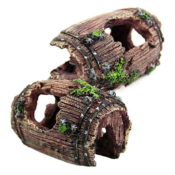 Giftfri harpiks fisktank ornament ødelagt tønne huleoppsett dekorasjon, 9,5 x 7 x 5 cm