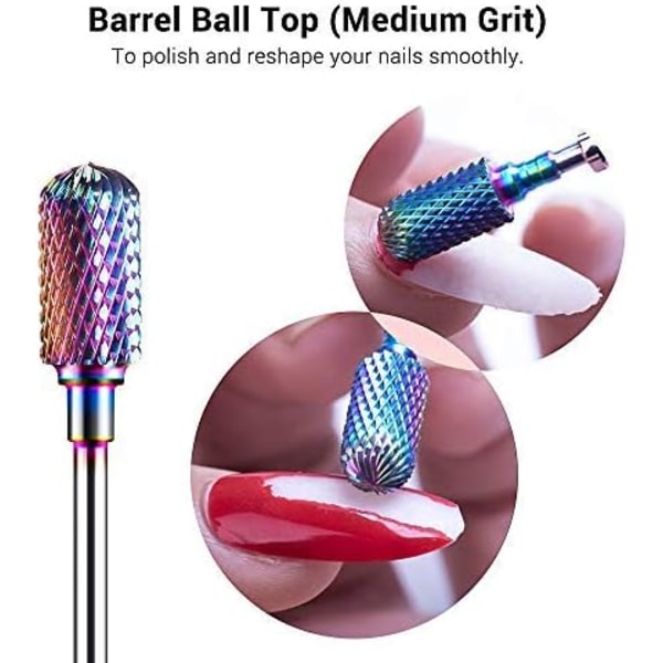 7* Nagelfilbits för manikyr och pedikyr, professionella högkvalitativa koniska borrar för att ta bort polering/gel och trycka tillbaka nagelband