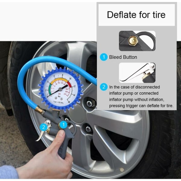 Høy presisjon dekktrykkmåler for bil lastebil motorsykkel bil dekktrykkmåler 0-220 PSI