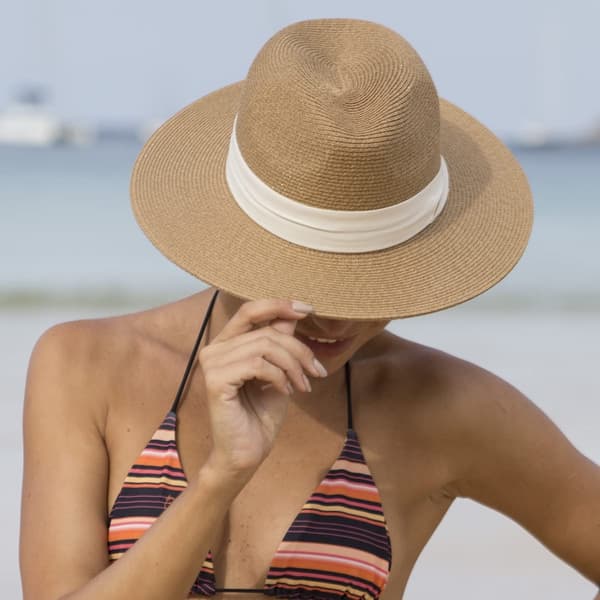 Dame- og herrehat med bred skygge af strå - Panamahat - sommerhat til stranden - solhat til kvinder - stråhat