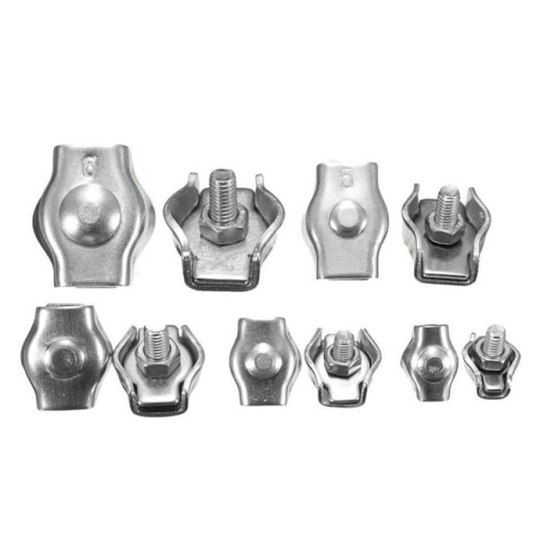 8 stk Duplex Wire Rope Clamps M3 Duplex Wire Clamps Kabelklemme Stål Kabelklemme for Metallklesklyper Henge Solseil Faste Terrasse
