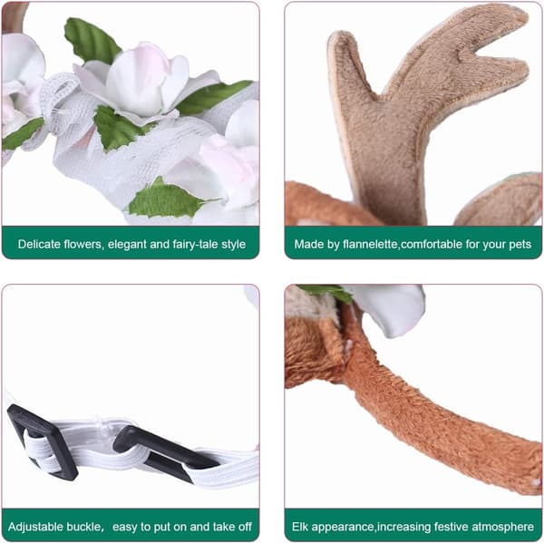 Julehjortepandebånd til hunde - Julehjortepandebånd til katte og hunde - Blomster til store hunde