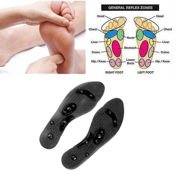 2 Pairs Of Magnetic Therapy Insole To Stimulate Pressure Points(black)