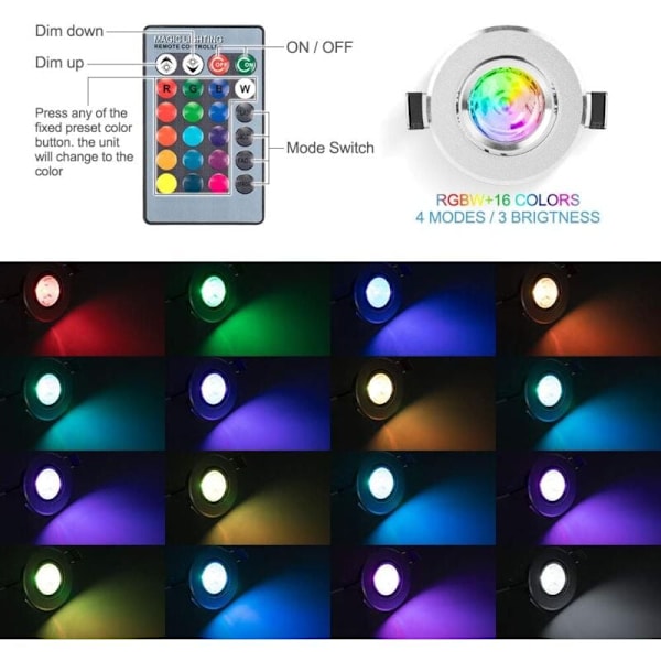 LED Infälld Spotlight 5st RGB Flerfärgade Lampor med Fjärrkontroller 220V 16 Färger Dimbar Dagsljus Taklampa Infälld Takbelysning för Vardagsrum