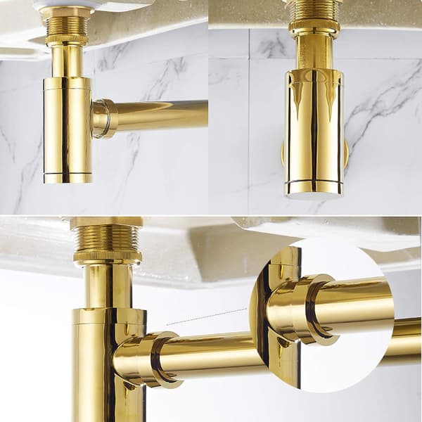 Rund Messing Siphon til Badeværelsesvask, Vask, Kar - Justerbar - 3,8 cm - Antik Kobber