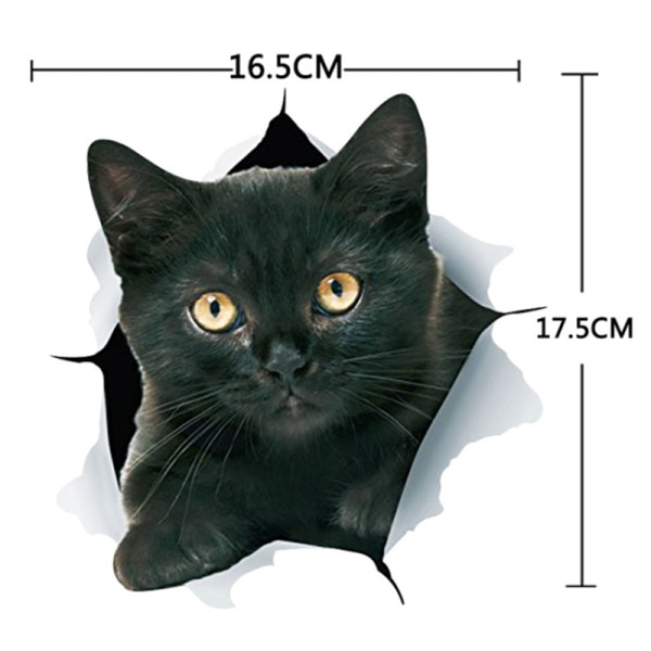 1 STK (klokke svart katt [16,5*17,5 cm]) 3D Cat Wall Stickers - Morsomt