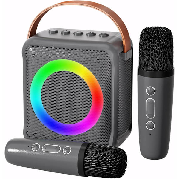 Barn Karaoke Maskin Flickor Leksak, Mini Karaoke Maskin med 2 Trådlösa Mikrofoner Bärbar Bluetooth Högtalare för Barn Småbarn Födelsedagspresent för Flicka