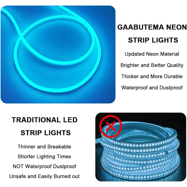Neon LED-ljusremsa 5 meter LED-silikon Neonljus 12V Flexibel mjuk LED-neonljus Klippbar LED-neonrep Ljusremsa för inomhus utomhus DIY Hom