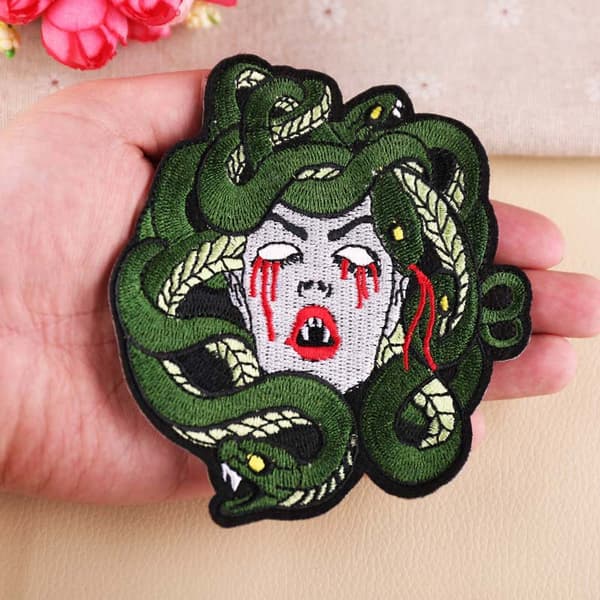 Blodig Medusa Broderi Emblem Järn Sytt Patch, Fantastisk Punk Klänning Dekoration Patching Patch