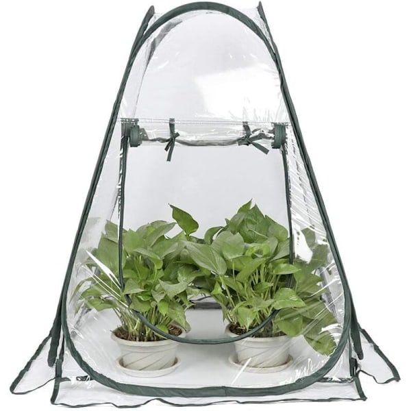 Mini Pop Up drivhus - Lite vintertelt for planter - Blomsterpotte - Mini drivhus - Vinterbeskyttelse for planter (70 x 70 x 80 cm)