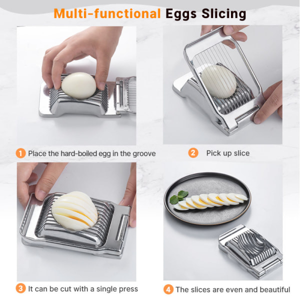 Äggskärare, Multifunktionell Rostfri Ståltråd Äggskärare För Hårdkokta Ägg, Aluminium Äggskärare Heavy Duty Slicer