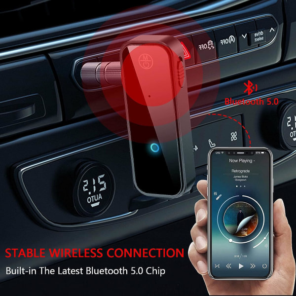 (59.5*22*12mm) Bluetooth-auton Bluetooth-vastaanotinsovitin Jack Bluetooth5.0 Bluetooth-lähetin, Bluetooth-sovitin Aux 3.5mm kannettava langaton televisioon