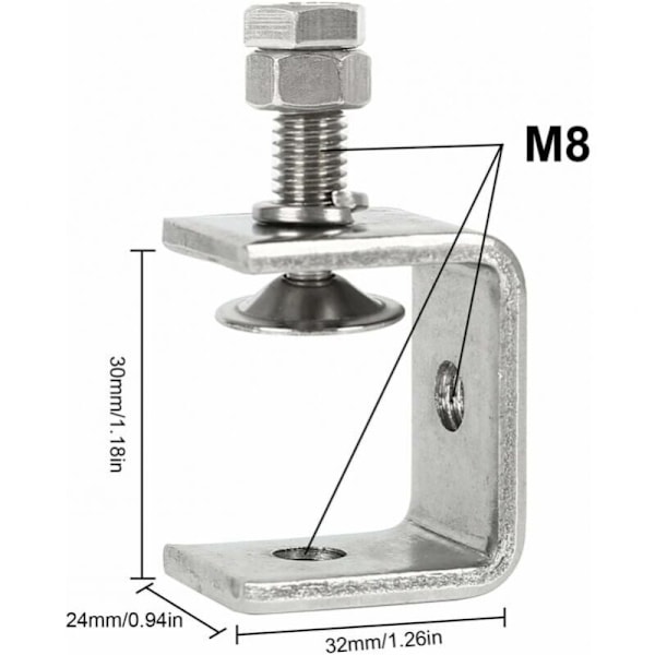 Robuste rustfrie ståltvinger, 4 stk. C-tvinger, 0-25 mm robuste C-tvinger, trearbeidsfester, tigertvinge med stor kjeve for trearbeid, sveising,