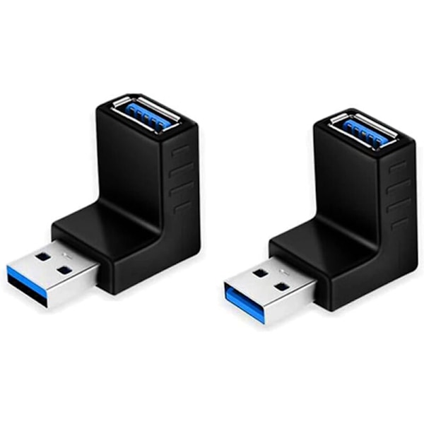 USB 3.0 kulma-adapteri, 90° kulma-adapteri, USB naarasjatkoliitin 2 kpl paneelipistorasia, yhteensopiva kaikkien USB-kaapeleiden kanssa