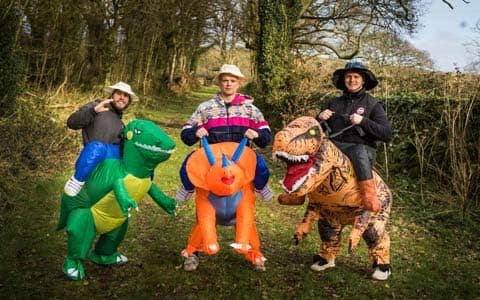 Unisex oppblåsbar dinosaurkostyme for barn
