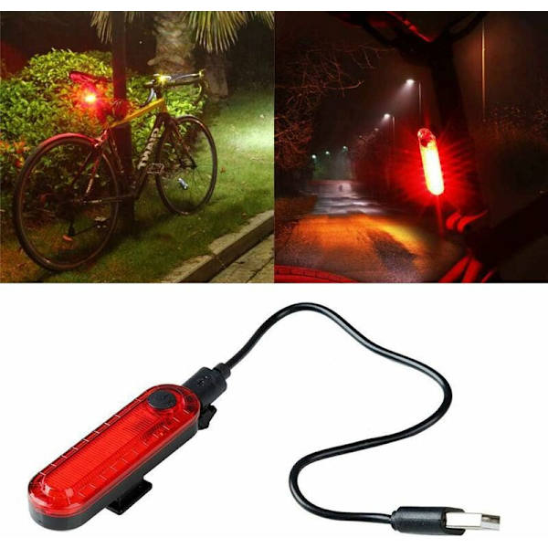 Cykelbakljus LED-cykellampa, 2 st USB-laddningsbara cykellampor med IPX5 vattentät, för cykling, camping, etc.