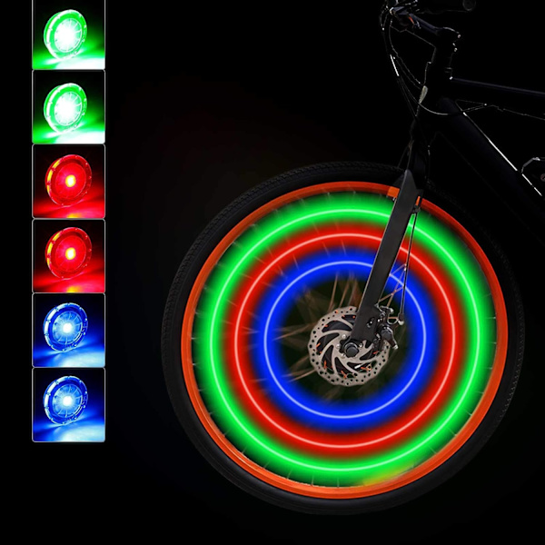 12 kappaletta LED-pyöränvanteen valot Vedenpitävät pyöränpuolan valot Värikkäät pyöränvanteen valot 3 väriä Pyöränrenkaan puolan valo paristoilla turvallisuutta varten