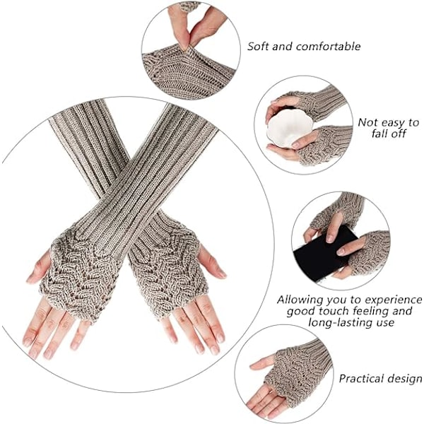 2 par vintervarme strikkede lange arm termiske handsker skala design strikkede termiske tommelfingerhul handsker
