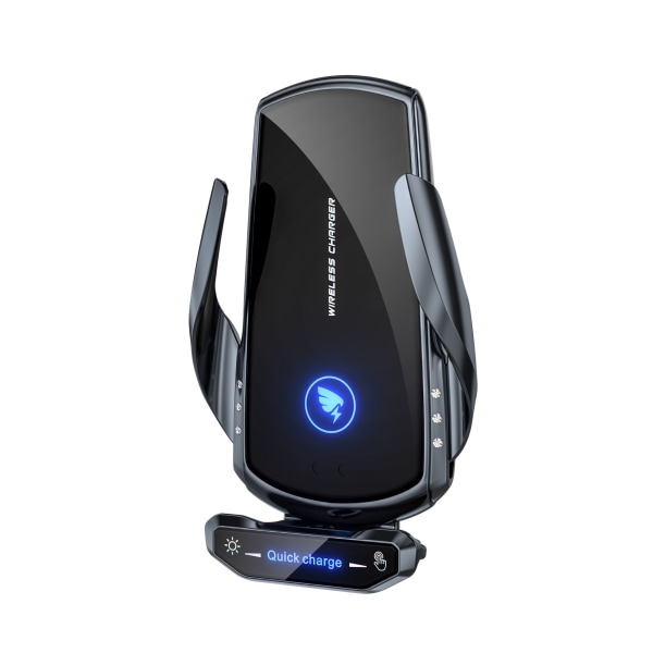 15W hurtig trådløs billader, telefonholder, automatisk fastspænding, biltilbehør, kompatibel med iPhone 13 Pro, 12 Max Mini/11/XS/XR Samsung S20/S1