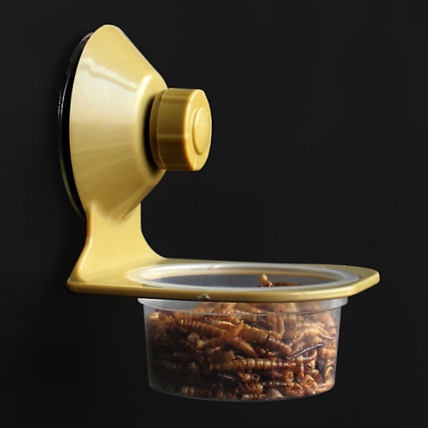 Sugekop Reptile Vand Mad Feeder Vægmonteret Fodringsskål Spider Opdræt Boks Tank Skål Pot（dobbelt skål）